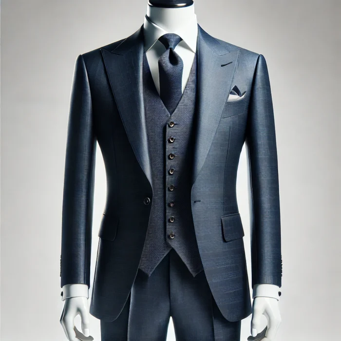 Navy Blue Three Piece Wedding Suit